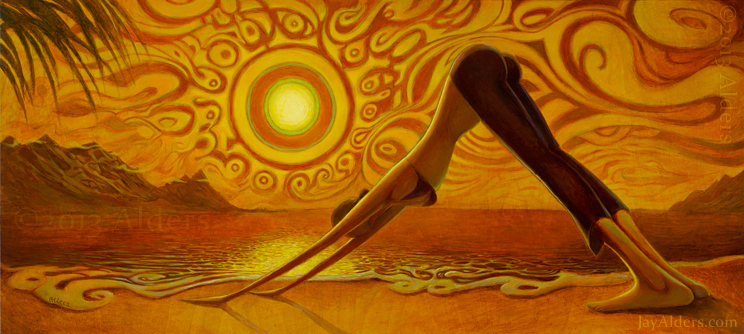 744x334 Yoga Art Painting By Jay Alders - Yoga And Painting