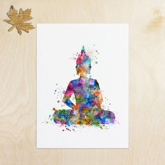 640x640 Online Shop Buddha Wall Art Lotus Flower Art Print Yoga Watercolor - Yoga Painting