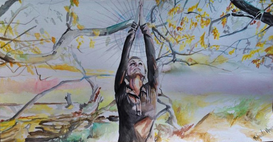 873x455 Prairie Yoga Original Art By Michaela Hoppe - Yoga Painting