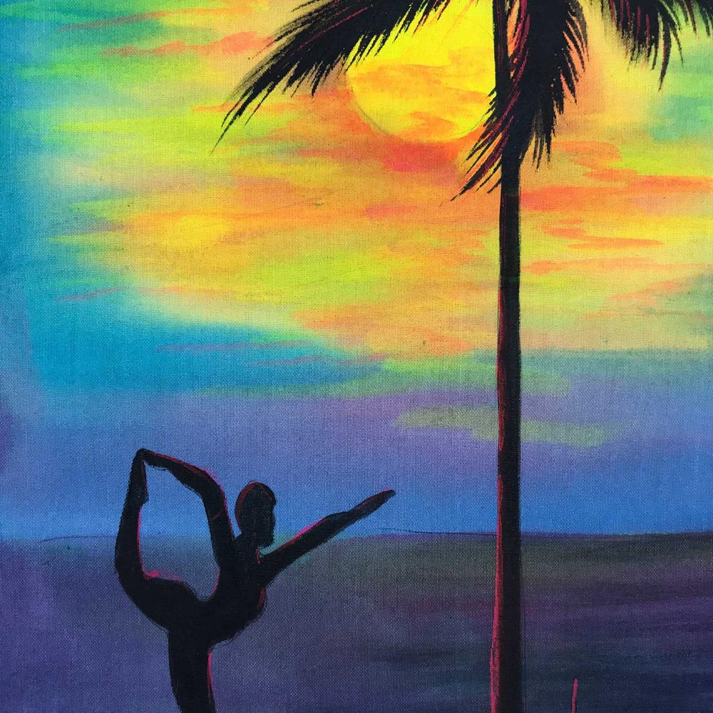 1000x1000 Buy Uv Glow Painting Yoga Sunset, Online India Atrangi - Yoga Painting
