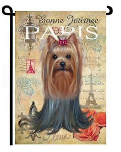 240x300 Yorkie Painting Garden Flag Dog Art Yorkshire Terrier Paris By - Yorkie Painting