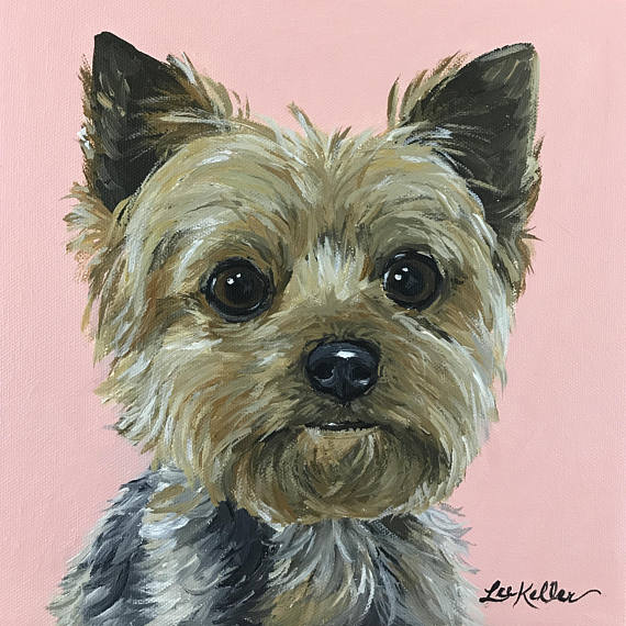 570x570 Yorkie Art Print From Original Yorkshire Terrier Painting - Yorkshire Terrier Painting