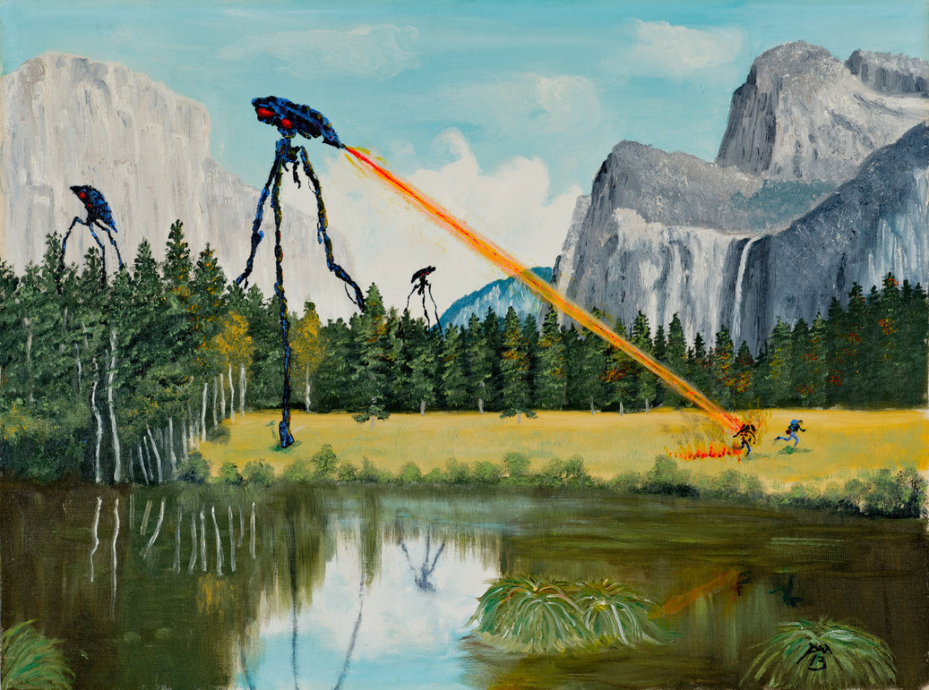 1037x771 Tripods Land In Yosemite (Oil Painting) By Midnight Vanburen - Yosemite Painting