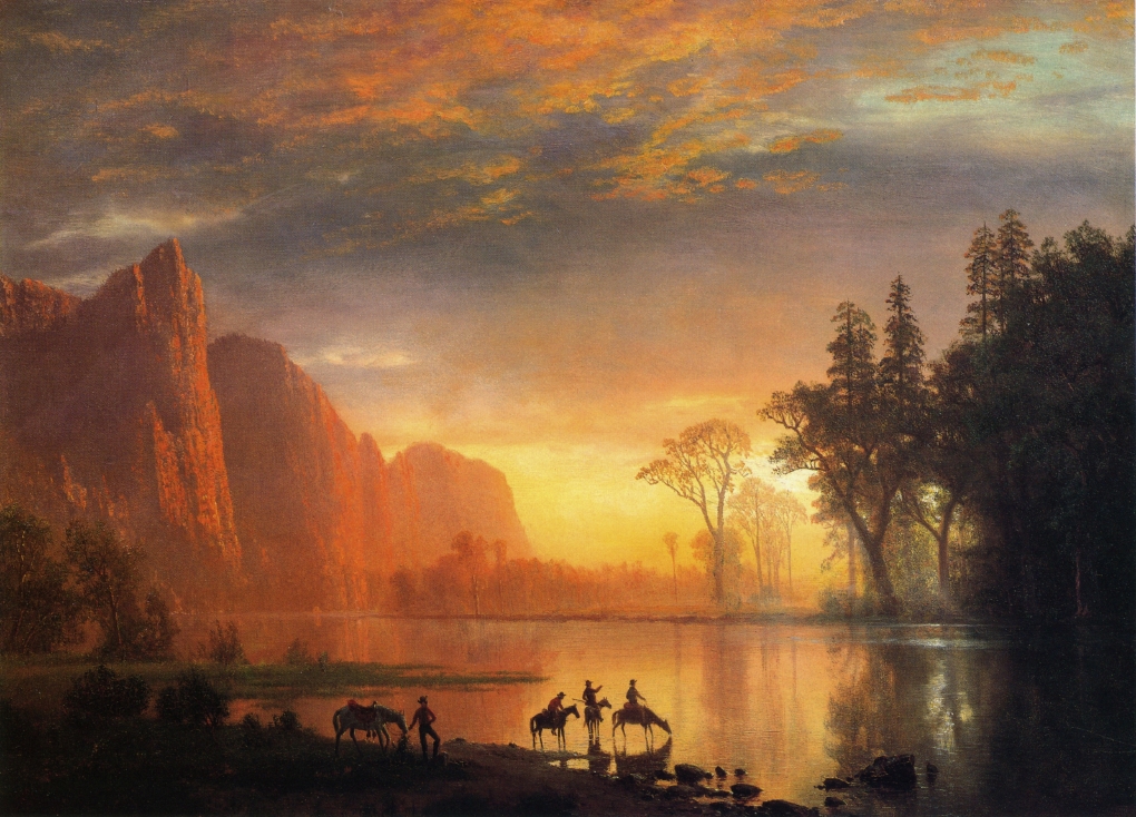1020x734 Yosemite Valley Sunset Painting Albert Bierstadt Oil Paintings - Yosemite Painting