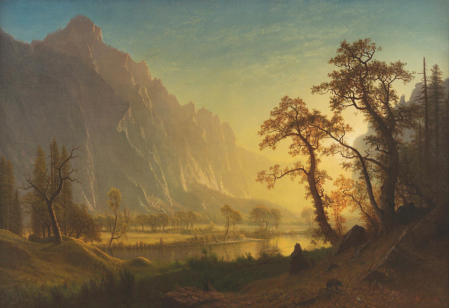 900x618 Sunrise, Yosemite Valley Painting By Albert Bierstadt - Yosemite Valley Painting