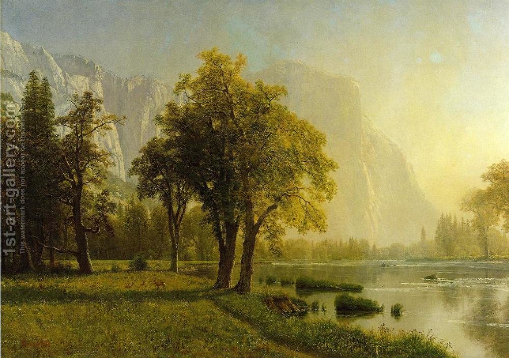 1000x704 El Capitan, Yosemite Valley Albert Bierstadt Reproduction 1st - Yosemite Valley Painting