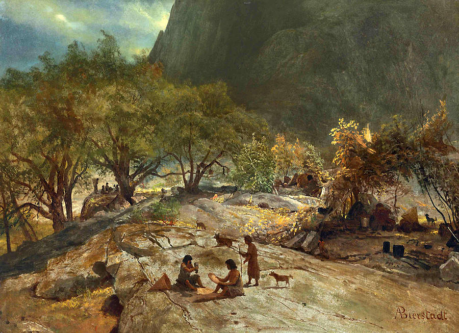 900x653 Mariposa Indian Encampment Yosemite Valley California Painting By - Yosemite Valley Painting Albert Bierstadt
