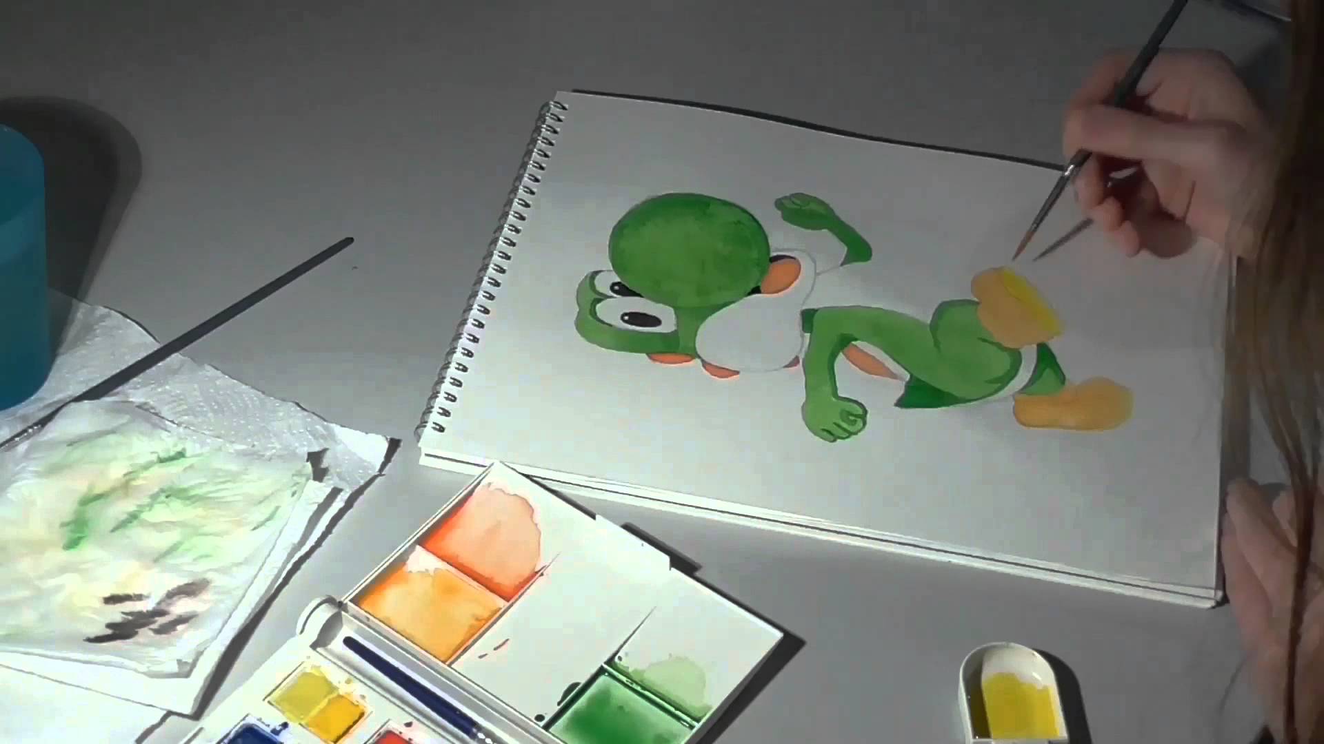 1920x1080 Watercolour Practice - Yoshi Painting