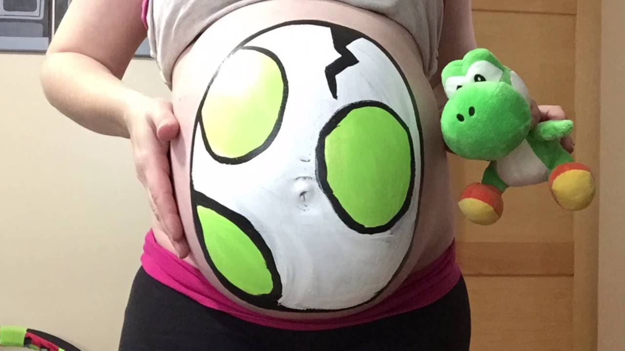 1280x720 Yoshi Pregnant Belly Painting - Yoshi Painting