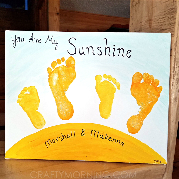 610x610 You Are My Sunshine Sibling Footprint Canvas - You Are My Sunshine Canvas Painting