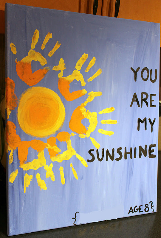 540x800 9 Handprint Art Ideas For Mother's Day - You Are My Sunshine Canvas Painting