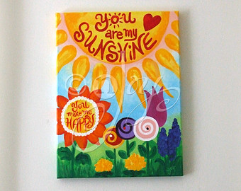 340x270 Ballet Shoes Painting For Girls Room 11x14 Original Acrylic - You Are My Sunshine Canvas Painting