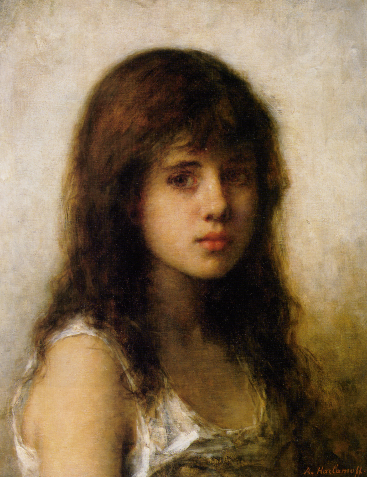 1539x2000 Portrait Of A Young Girl Alexei Alexeivich Harlamoff - Young Girl Painting