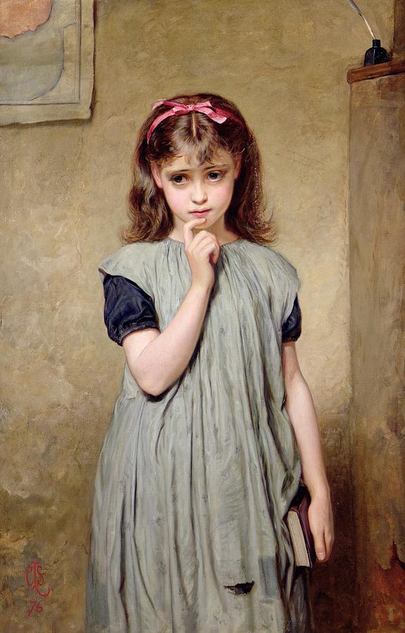 576x900 A Young Girl In The Classroom Painting By Charles Sillem Lidderdale - Young Girl Painting