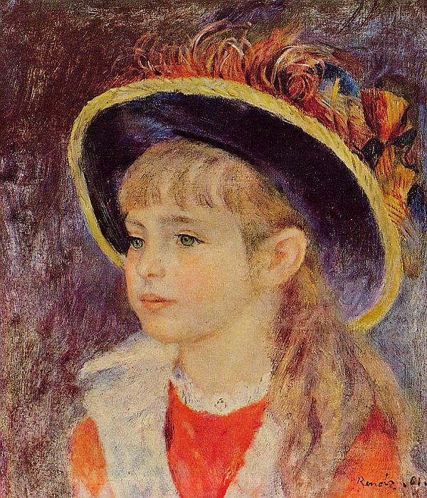 600x700 Young Girl In A Blue Hat - Young Girl Painting