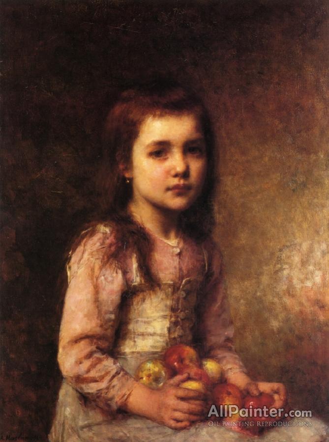 669x900 Alexei Harlamoff Portrait Of A Young Girl With Apples Oil Painting - Young Girl Painting