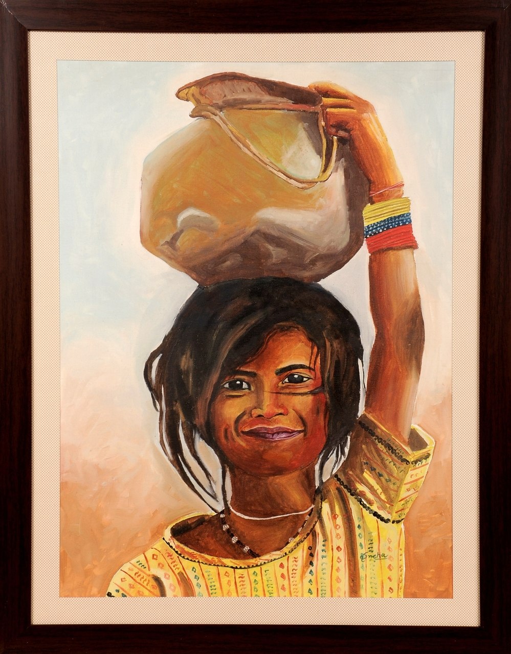 999x1280 Buy Young Girl With Matka Handmade Painting By Sneha Sneha. Code - Young Girl Painting