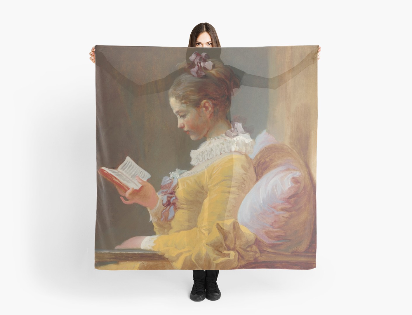 1411x1080 Young Girl Reading Painting By Jean Fragonard Scarves By - Young Girl Reading Painting
