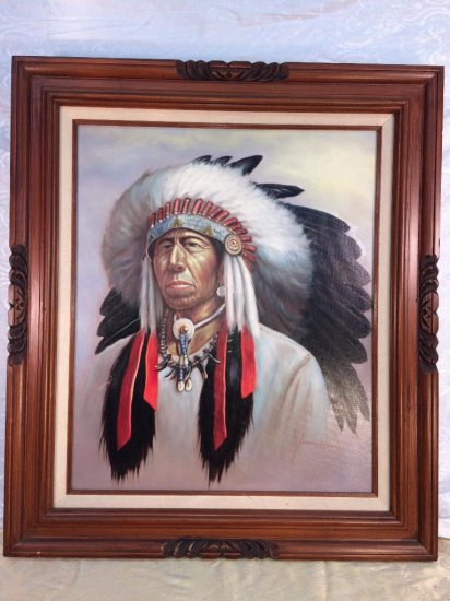 412x550 Z. Garcia Indian Chief Oil Pai Auctions Online Proxibid - Z Garcia Indian Painting
