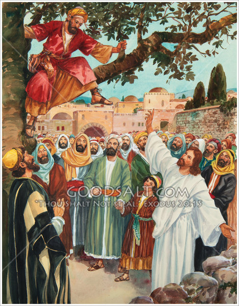 469x600 Zacchaeus Climbed Up In A Tree So Hecould See Jesus - Zacchaeus Painting