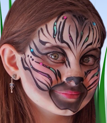 432x498 Zebra Face Paint Design Video Tutorial Face Paint Shop Online - Zebra Face Painting