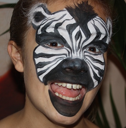 425x430 Animal Face Painting By Absolutely Painted Faces - Zebra Face Painting