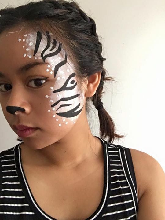 540x720 Zebra Face Paint Simple Half Face. All Hallow's Eve - Zebra Face Painting