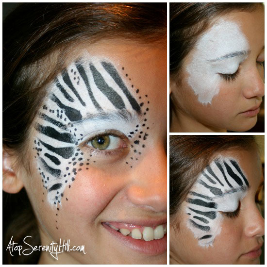 550x550 Halloween Face Painting Stenciled Animal Prints - Zebra Face Painting