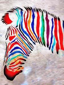 226x300 Photo Painting Graffiti Psychedelic Zebra Head Art Print Poster - Zebra Head Painting