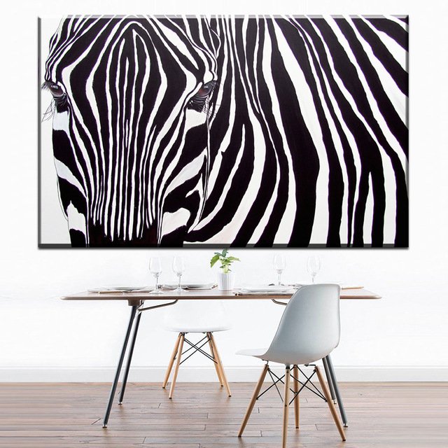 640x640 Zz1668 Simple Abstract Canvas Art Black White Zebra Head Canvas - Zebra Head Painting