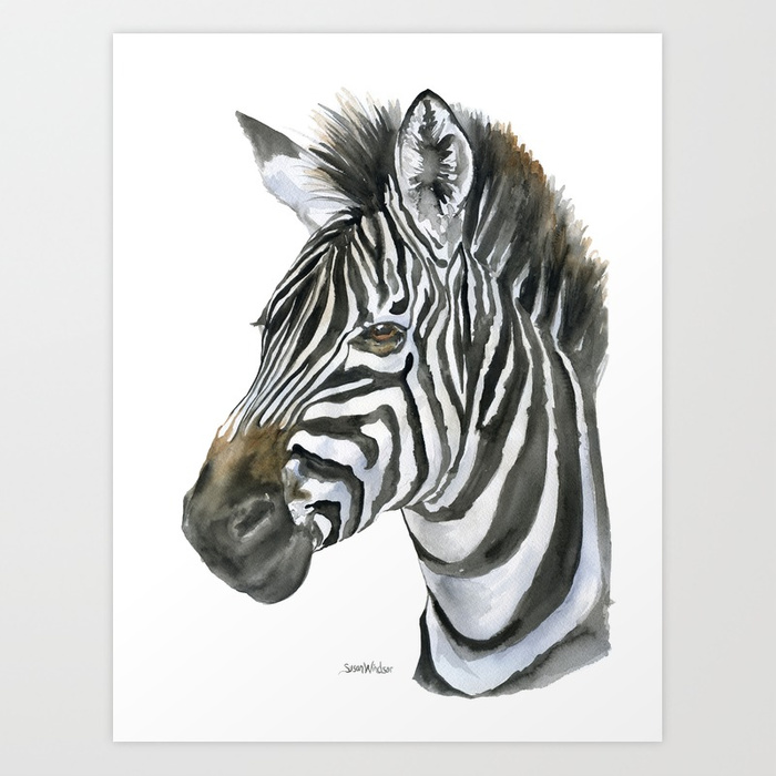 700x700 Zebra Watercolor Painting - Zebra Head Painting
