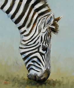 252x300 Original Oil Painting - Zebra Head Painting