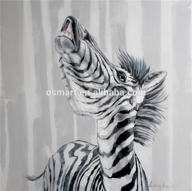 800x798 Handmade Cartoon Zebra Oil Painting For Baby Room Unique Wall - Zebra Oil Painting