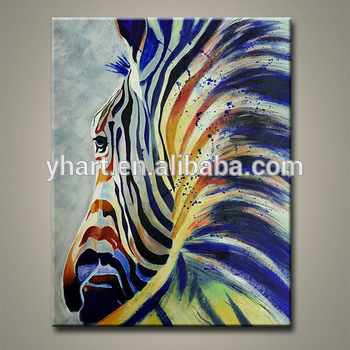 350x350 Modern Handmade Colorful Zebra Wall Art Pop Animal Oil Painting - Zebra Oil Painting