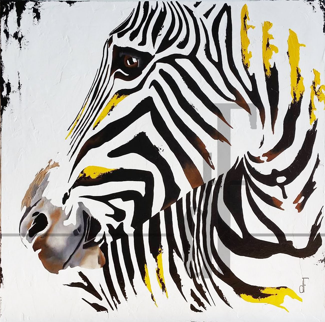 1300x1288 Sweet Sunny - Zebra Oil Painting