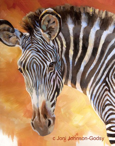 451x575 Zebra Original Oil Painting Wildlife Art Joni Johnson Godsy - Zebra Oil Painting