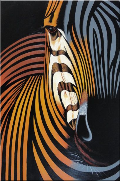 408x612 Framed Colorful Modern Zebra I Oil Painting Animal Decorative 36 X - Zebra Oil Painting