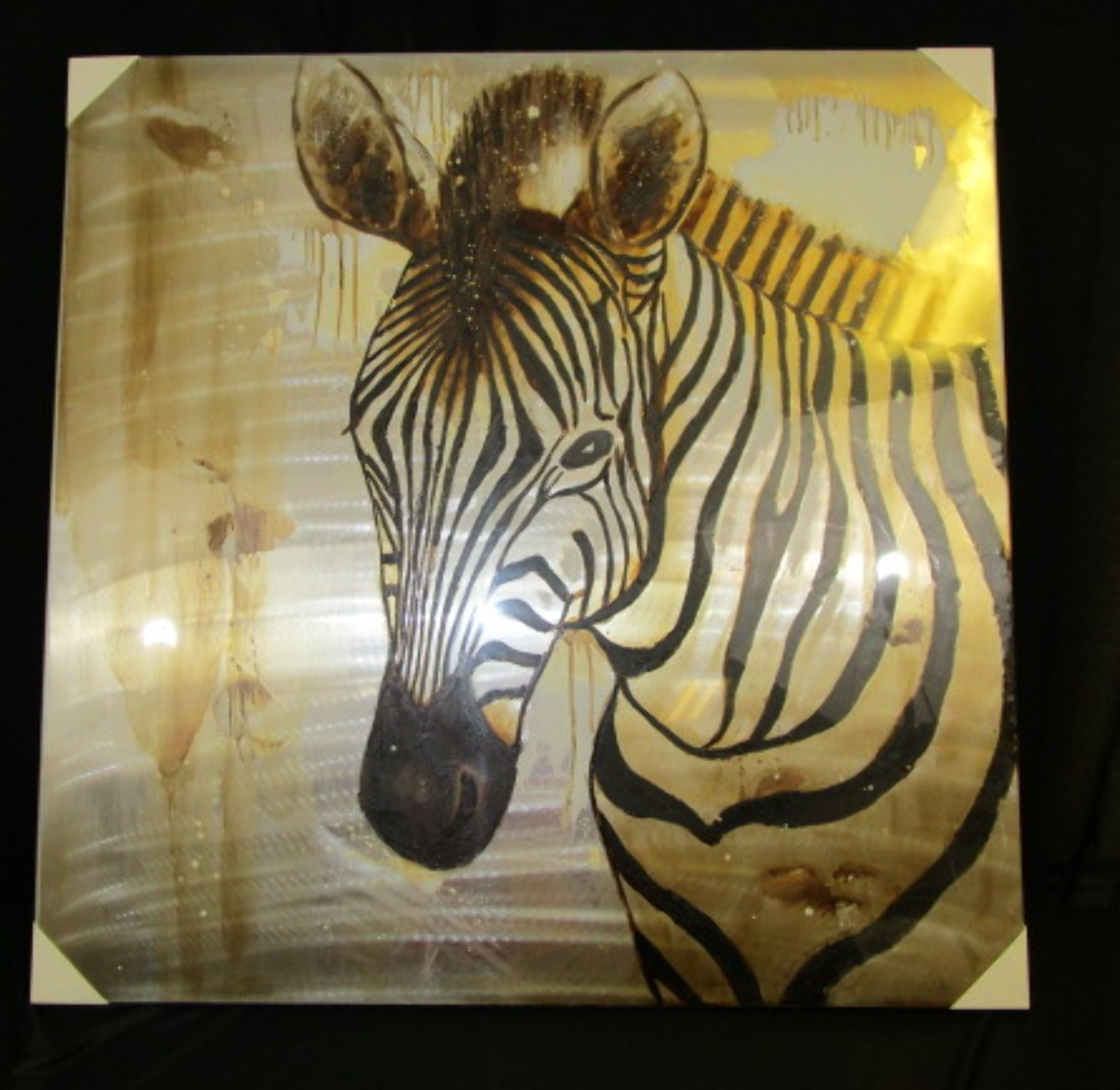 1600x1557 New Aluminum Zebra Painting Framed On Canvas (190) Ebay - Zebra Painting