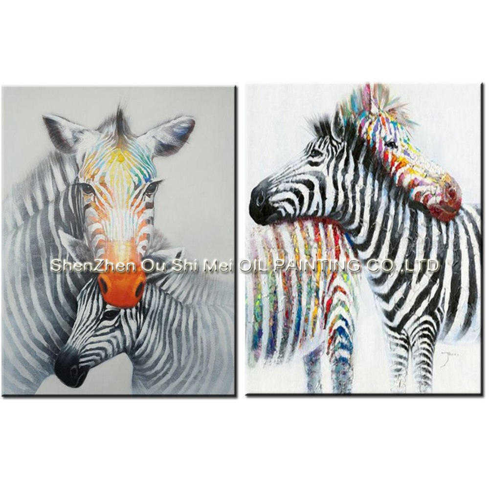 1000x1000 New Handmade Oil Painting Embrace Zebra Paintings For Living Room - Zebra Painting