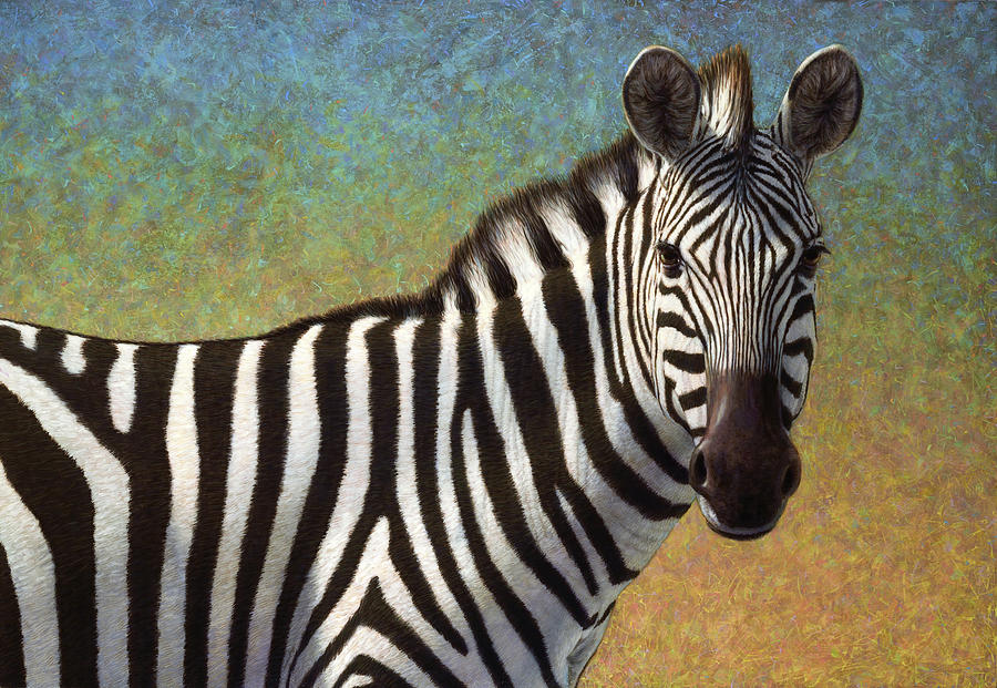 900x621 Portrait Of A Zebra Painting By James W Johnson - Zebra Painting