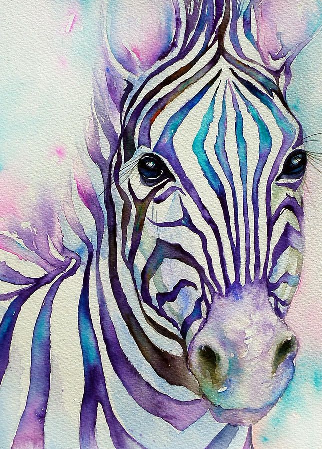 645x900 Turquoise Stripes Zebra Painting Hayvanlar Zebra - Zebra Painting