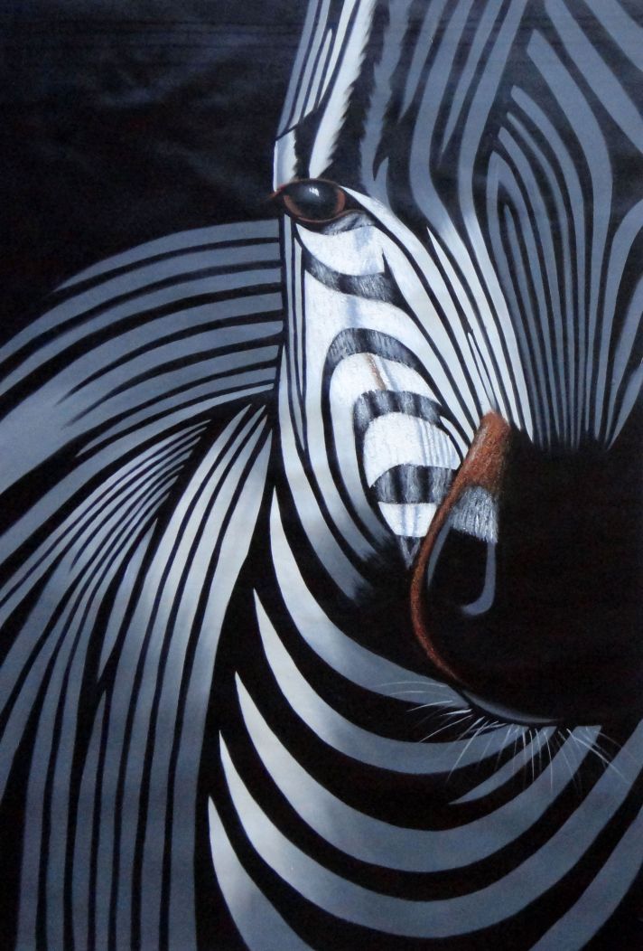 712x1052 Framed Black And White Zebra I Oil Painting Animal Decorative 36 X - Zebra Painting On Canvas