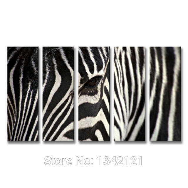 640x640 Online Shop 5 Panels Modern Zebra Painting Canvas Wall Art Picture - Zebra Painting On Canvas