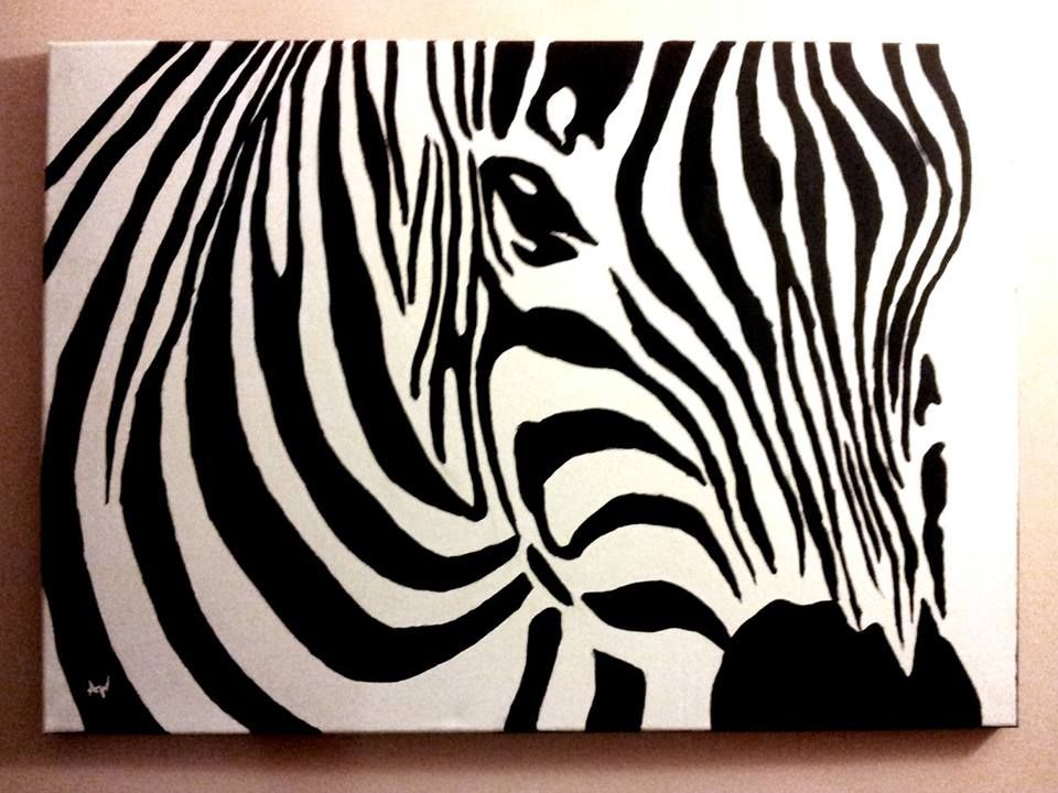 960x720 Zebra Canvas Acrylic Painting By - Zebra Painting On Canvas