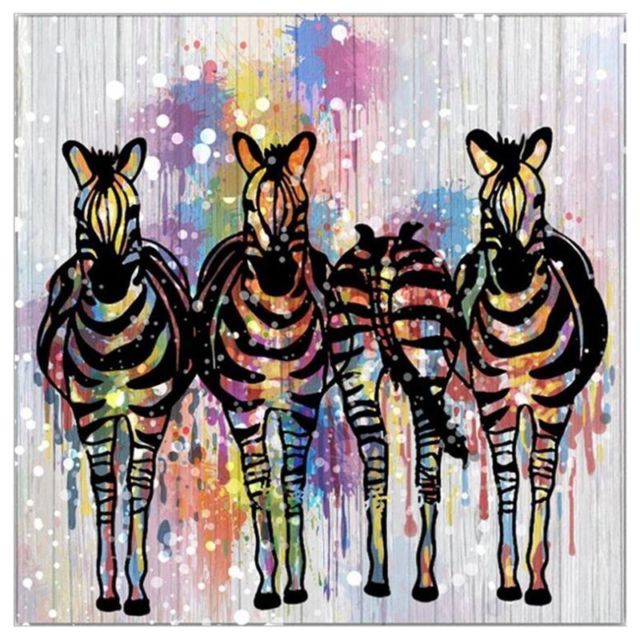 640x640 Four Only Zebra - Zebra Painting On Canvas
