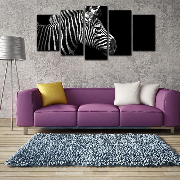 600x600 Framed Canvas Art Prints For Living Room Zebra Wall Art Canvas - Zebra Wall Painting