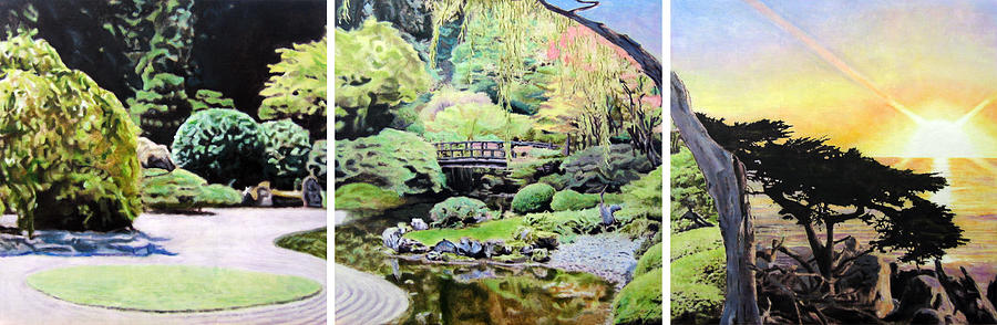 900x294 Zen Garden Composition Painting By Chris Ripley - Zen Garden Painting