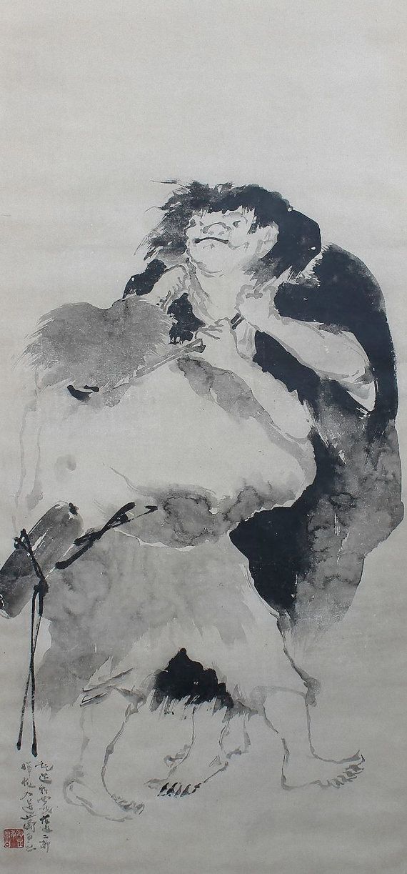 570x1223 Zen Buddhist Monk Kanzan Amp Jittoku Hanshan And Shi De Chinese - Zen Monk Painting