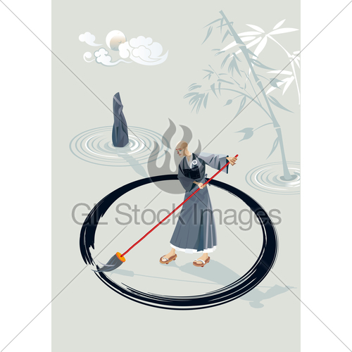 500x500 Zen Monk Painting A Circle Gl Stock Images - Zen Monk Painting