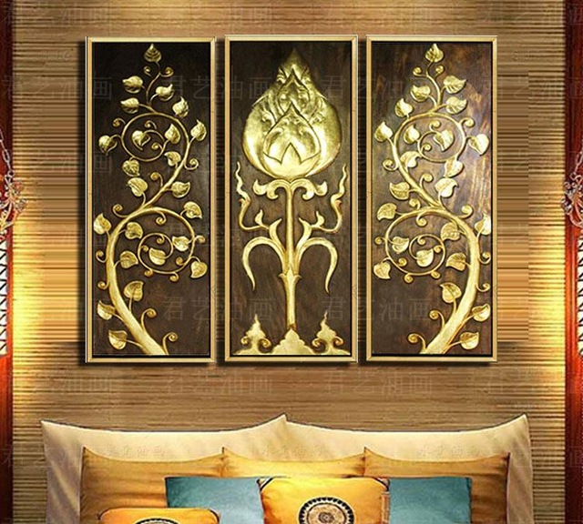 640x576 Hand Painted Buddha Hands With Lotus Flower Gold Foil Zen Oil - Zen Oil Painting